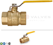 Load image into Gallery viewer, Midline Valve 827T224-NL Premium Full Port Ball Valve Brass, x 2 in. FIP, 2 in. FIP x 2 in. FIP
