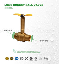 Load image into Gallery viewer, Midline Valve Premium Brass Ball Valve, Long Bonnet with T-Handle
