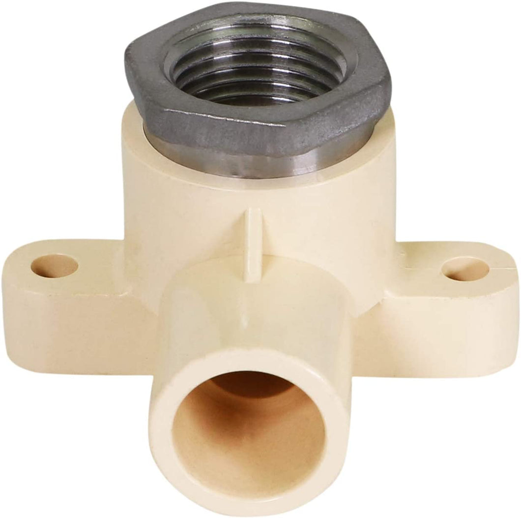 Supply Giant TTDQE034 Female x CPVC Drop Ear Elbow Transition Pipe Fitting; Durable Over Molded One-Piece Design; 1/2 in.; Lead Free Plastic , White