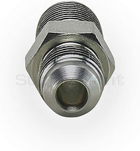 Load image into Gallery viewer, Flextron FTGF-38M38 Gas Connector Adapter Fitting with 3/8&quot; Outer Diameter Flare Thread x 3/8&quot; MIP (TAPPED 1/4&quot;), Uncoated, for Log &amp; Space Gas Connectors, Stainless Steel

