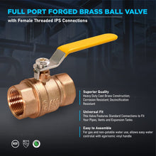 Load image into Gallery viewer, MIDLINE VALVE 822T334 Lead Free Full Port Forged Brass Ball Valve with Female Threaded IPS Connections, 1-1/2&#39;&#39;
