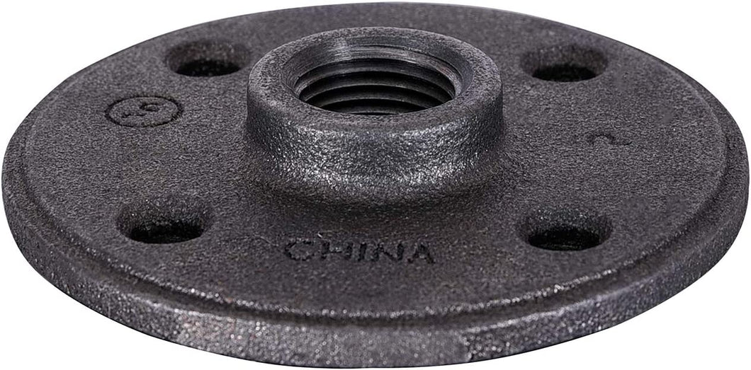 Everflow Supplies Black Malleable Floor Flange with Four Screw Holes