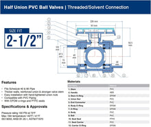 Load image into Gallery viewer, Midline Valve Heavy Duty PVC True Union Ball Valve Pink Handle
