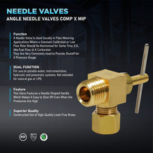 Load image into Gallery viewer, Midline Valve NV69-1418-NL 1/4^ OD COMP X 1/8^ MIP ANGLE NEEDLE VALVE, LEAD FREE
