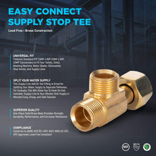 Load image into Gallery viewer, Midline Valve 73338-OM-5 Add On Tee Fitting, Split Supply Line Outlet 3/8 in. FIP COMP x MIP x Male Brass (5 Pack), 3/8&quot; Fem x 3/8&quot; Male x 3/8&quot; Male
