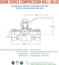 Load image into Gallery viewer, Midline Valve 822M234 Full Port Ball Valve Compression Connections Forged Brass
