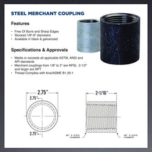 Load image into Gallery viewer, Supply Giant NHTD0400 2&quot; Straight Merchant Steel Coupling With Galvanized Coating
