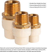 Load image into Gallery viewer, Supply Giant BRCPM100-NL Male x PVC Adapter Transition Pipe Fitting Durable Over Molded One-Piece Design 1 in. Lead Free Brass, 1

