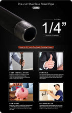 Load image into Gallery viewer, Supply Giant QDCM1460 60&quot; Long Pre-Cut Black Steel Pipe with 1/4&quot; Nominal Size Diameter
