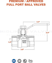 Load image into Gallery viewer, Midilne Valve Premium Full Port Ball Valve Brass
