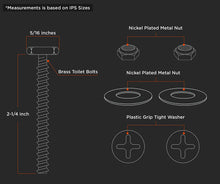 Load image into Gallery viewer, Raven KCDC-738436 Brass Plated Closet Bolts with Nuts and Washers For Toilets, 5/16-inch x 2-1/4 inch, Set of 2, 5/16&quot; x 2-1/4&quot;
