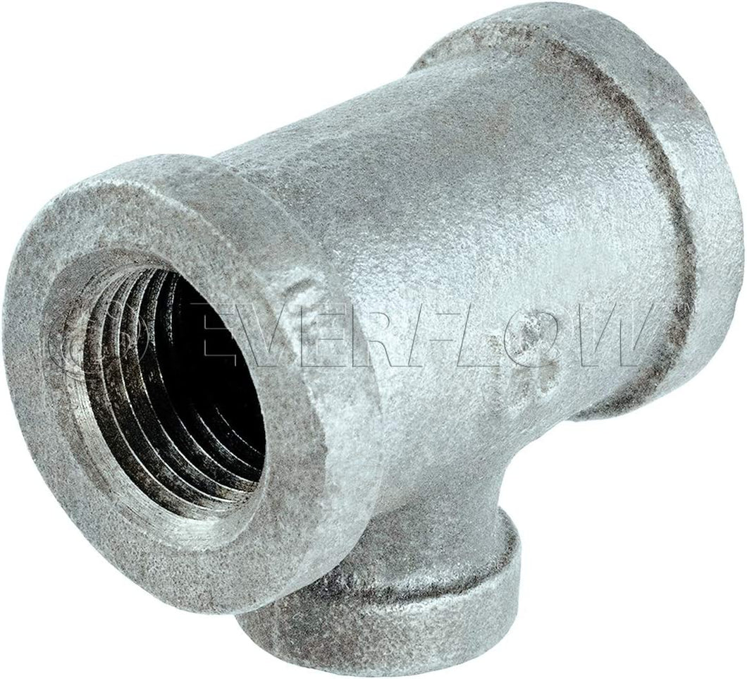 Everflow Supplies Galvanized Malleable Reducing Tee with Female Threaded Fitting