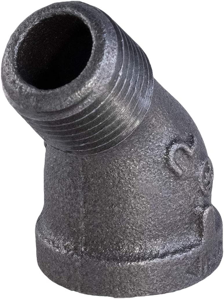 Everflow Supplies 45 Degree Street Malleable Iron Fitting for High Pressures with Black Finish