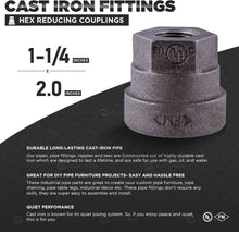Load image into Gallery viewer, Supply Giant CTD4223H 2&quot; x 1-1/4&quot; Black Pipe Fitting Hex Reducing Coupling Cast Iron for Industrial Piping or DIY Projects
