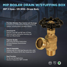 Load image into Gallery viewer, MIDLINE VALVE 6834 Boiler Drain Valve with Stuffing Box 1/2 in. MIP Inlet x 3/4 in. MHT Outlet
