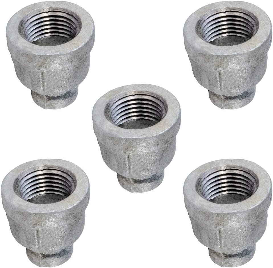 Supply Giant GMRC0140-5 Galvanized Reducing Coupling Malleable Iron Threaded Pipe Fitting Connector, Connects to 1/4 x 1/8 Inch (Pack of 5)