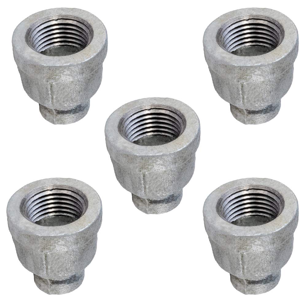 Supply Giant GMRC0120-5 Galvanized Reducing Coupling Malleable Iron Threaded Pipe Fitting Connector, Connects to 1/2 x 1/8 Inch (Pack of 5)