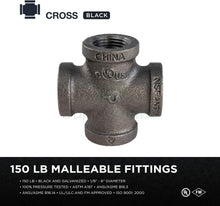 Load image into Gallery viewer, Everflow Supplies Black Malleable Cross Fitting
