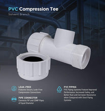 Load image into Gallery viewer, Midline Valve PVC Compression Tee Pipe Fitting with Solvent Branch
