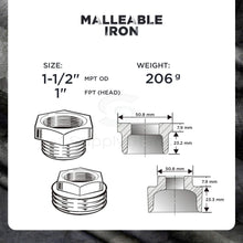 Load image into Gallery viewer, Everflow Supplies Black Malleable Iron Bushing Fitting with Hexagonal Head
