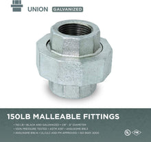 Load image into Gallery viewer, Everflow Supplies Galvanized Malleable Iron Straight Union for 150 lb Applications, with Female Threaded Connects
