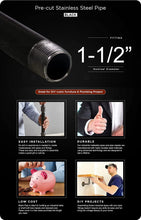 Load image into Gallery viewer, Supply Giant QDCM1548 48&quot; Long Pre-Cut Black Steel Pipe with 1-1/2&quot; Nominal Size Diameter
