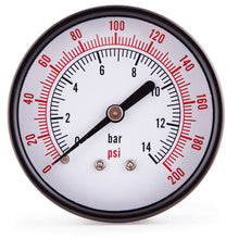 Load image into Gallery viewer, Supply Giant 2.5" inch Dial Utility Dry Water Pressure Gauge, Ideal for Swimming Pool Filter - Spa - Sprinkler - Well Pump - Aquarium - Water Hose, 1/4" NPT Brass Connection
