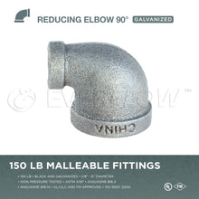 Load image into Gallery viewer, Everflow Supplies 90 Degree Galvanized Malleable Iron Reducing Elbow for High Pressures
