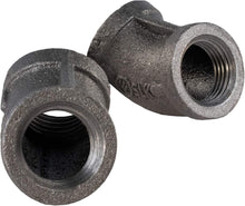 Load image into Gallery viewer, Everflow Supplies BMFF0014 1/4&quot; 45 Degree Malleable Iron Elbow Fitting for High Pressures with Female Thread Connects and Black Finish
