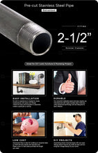 Load image into Gallery viewer, Everflow Supplies PCGL2560 60&quot; Long Pre-Cut Galvanized Pipe with 2-1/2&quot; Nominal Size Diameter
