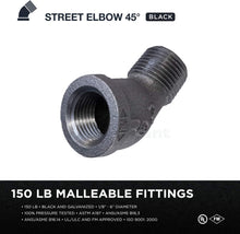 Load image into Gallery viewer, Everflow Supplies 45 Degree Street Malleable Iron Fitting for High Pressures with Black Finish
