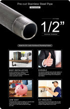 Load image into Gallery viewer, Supply Giant QDHM1272 72&quot; Long Pre-Cut Galvanized Pipe with 1/2&quot; Nominal Size Diameter
