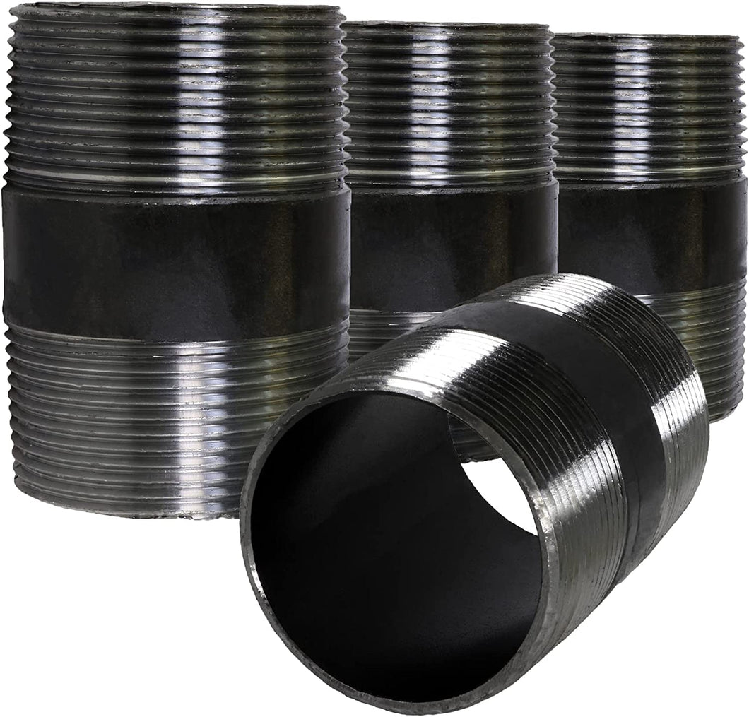 SUPPLY GIANT OQCM3415-4 Steel Nipple pipe, 3/4 in. x 1-1/2 in, Black, 4 Pack