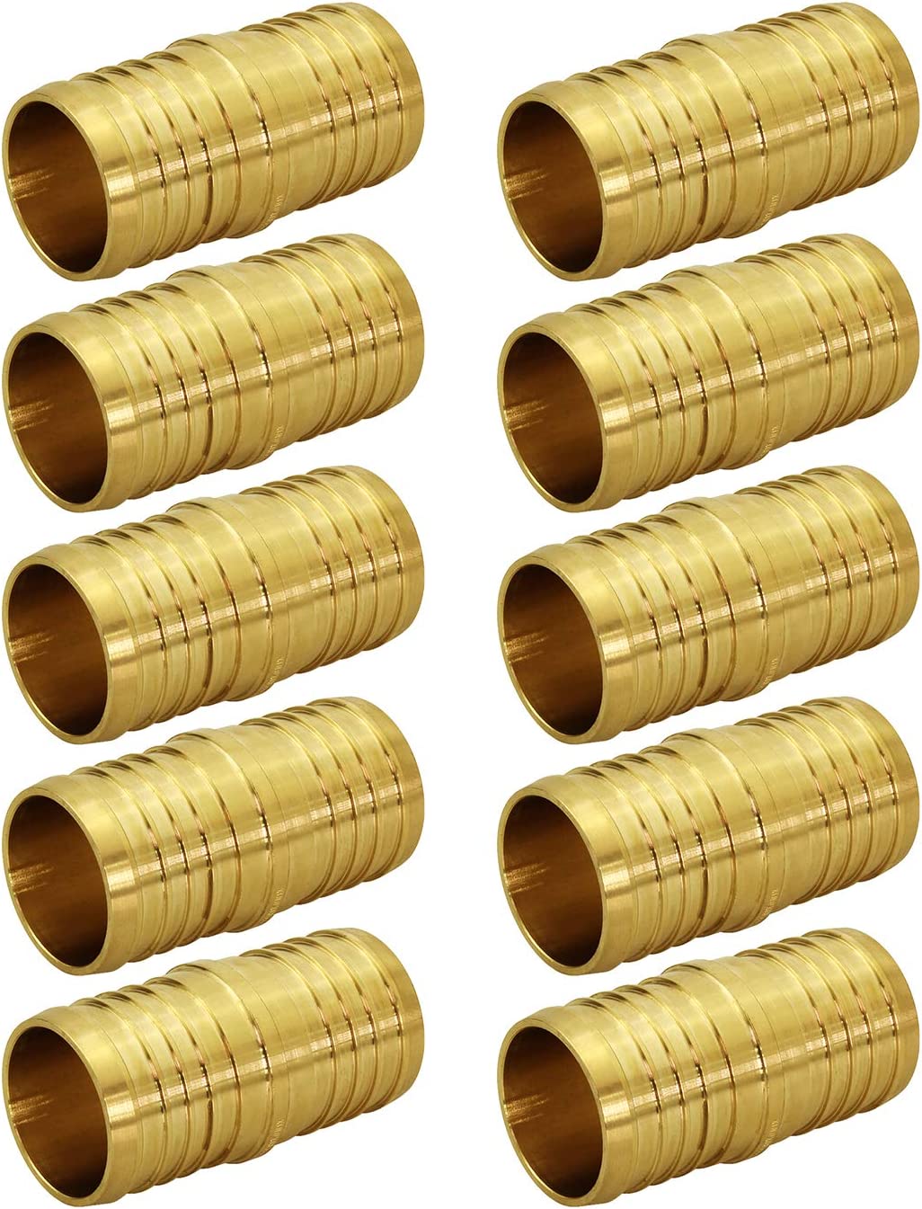 Supply Giant FQDQ0012-10 X PEX Straight Coupling Barb Pipe Fitting, 1/2'', Brass (10 Pack)