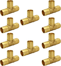 Load image into Gallery viewer, Pexflow PXTE0058-10 PEX X PEX X PEX Barb Tee Pipe Fittings 5/8&quot; Brass
