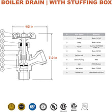 Load image into Gallery viewer, MIDLINE VALVE 6834 Boiler Drain Valve with Stuffing Box 1/2 in. MIP Inlet x 3/4 in. MHT Outlet
