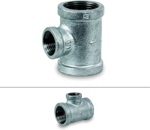 Load image into Gallery viewer, Everflow Supplies High Pressure Galvanized Malleable Reducing Tee with Female Threaded Fitting
