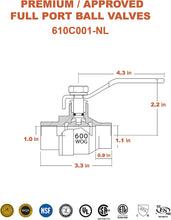 Load image into Gallery viewer, Midilne Valve Premium Full Port Ball Valve Brass
