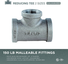 Load image into Gallery viewer, Everflow Supplies Galvanized Malleable Reducing Tee with Female Threaded Fitting
