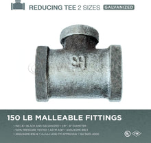 Load image into Gallery viewer, Everflow Supplies Galvanized Malleable Reducing Tee with Female Threaded Fitting
